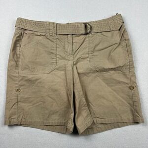 Tommy Hilfiger Women's Size 8 Khaki Ripstop Cargo Shorts Belted Utility Pockets